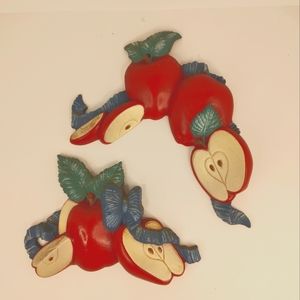 Vintage 1998 Kitchen/Home Interior Apple Wall Plaque Decor Set Of 2